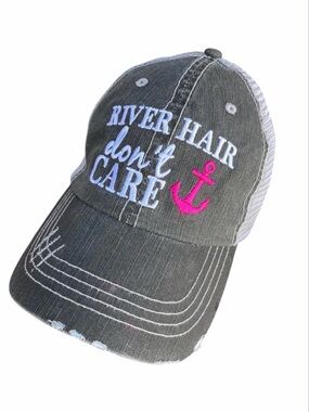 Katydid Gray Trucker Hat with Pink Anchor